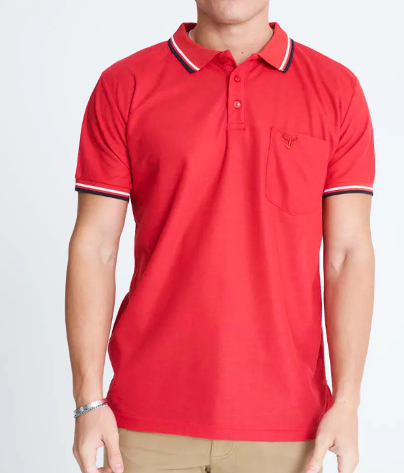 Carabou Polo Shirt Red S/S-POLO